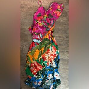 FARM Rio Pink Orange Green Tropical Floral One-Piece